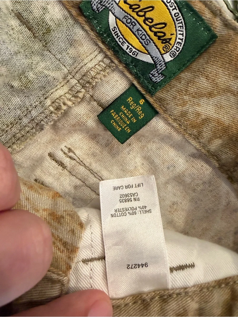 Cabela's Tan and Green Realtree-Style Cargo Pants